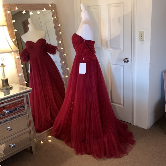 Mac Duggal Off The Shoulder Tulle A Line Gown 20517 - Picture 9 of 16